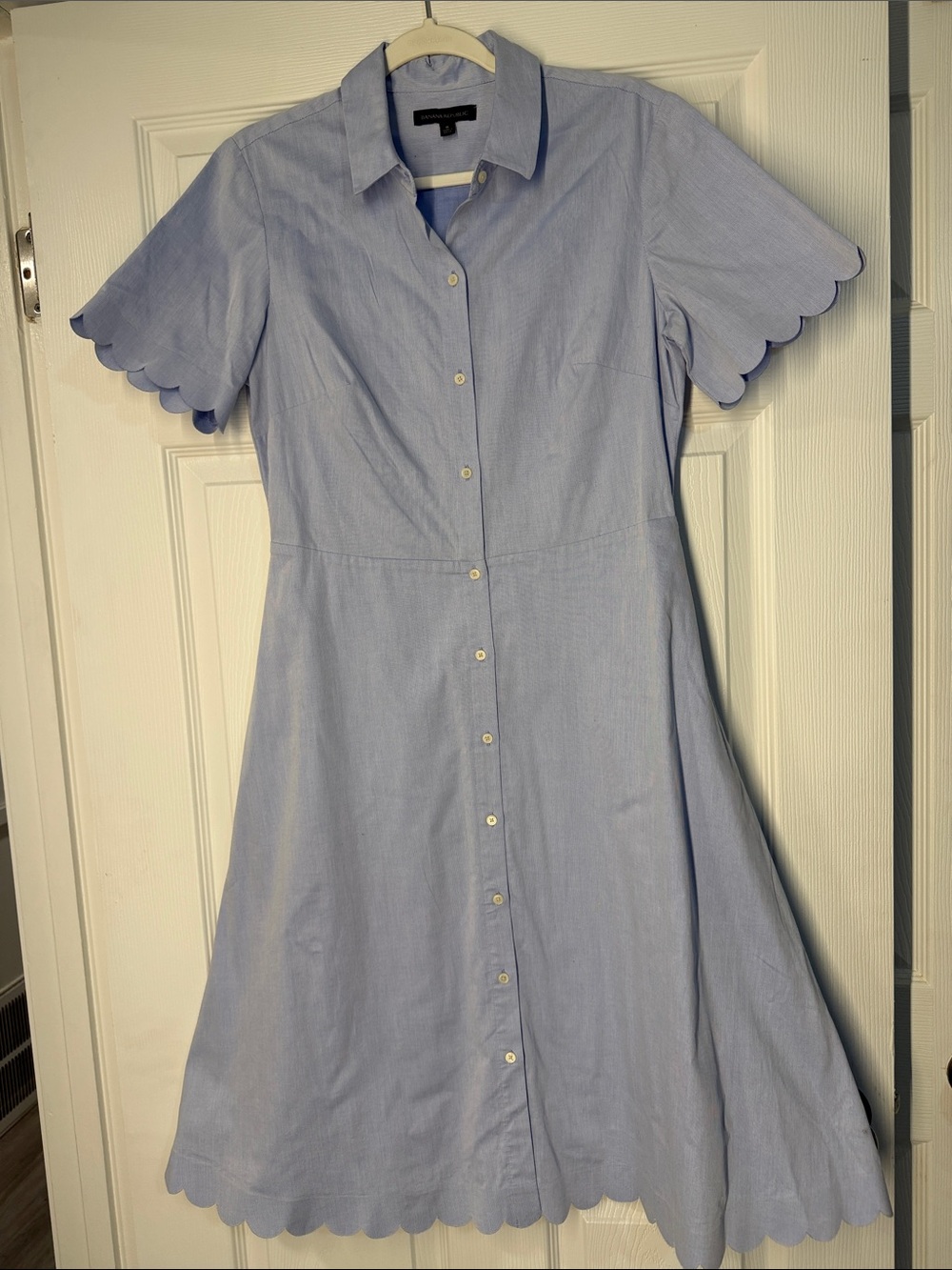 Banana Republic Light Blue Scalloped Shirt Dress